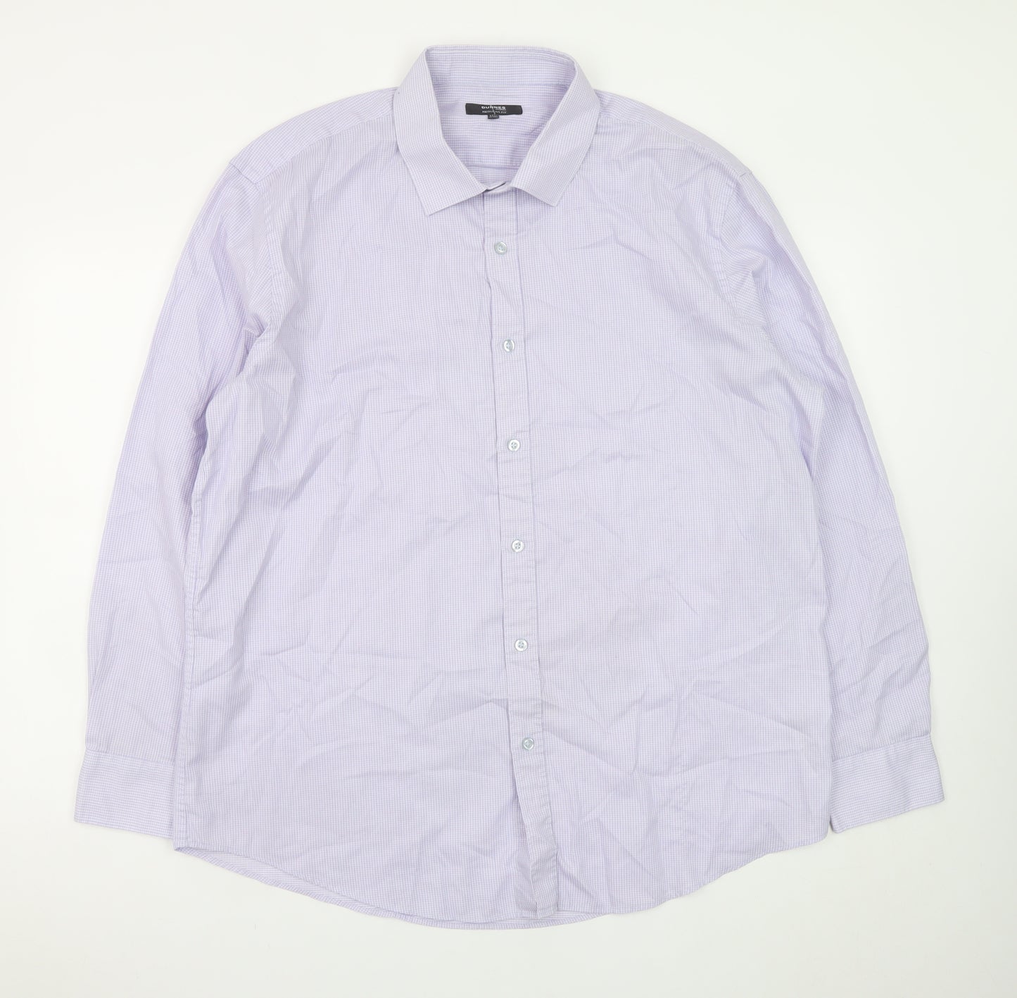 Dunnes Stores Men's Lilac Check Formal Dress Shirt 17.5in Collar 44-45cm