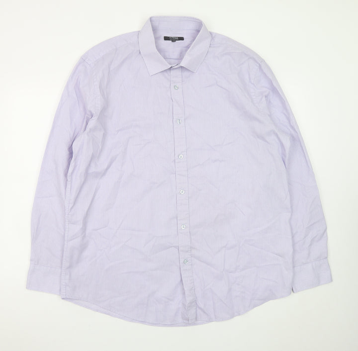 Dunnes Stores Men's Lilac Check Formal Dress Shirt 17.5in Collar 44-45cm