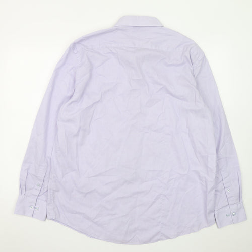 Dunnes Stores Men's Lilac Check Formal Dress Shirt 17.5in Collar 44-45cm