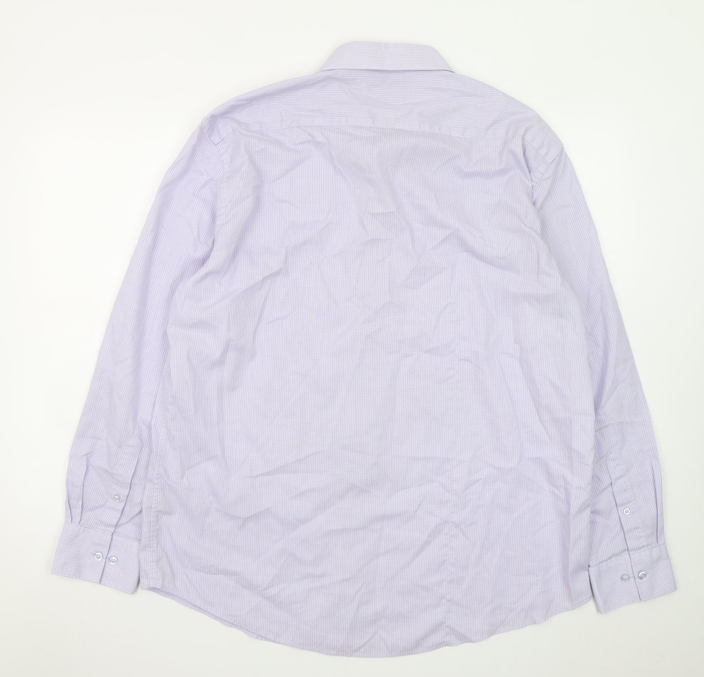 Dunnes Stores Men's Lilac Check Formal Dress Shirt 17.5in Collar 44-45cm