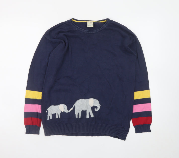 Frugi Women’s Navy Organic Cotton Elephant Jumper Size 10