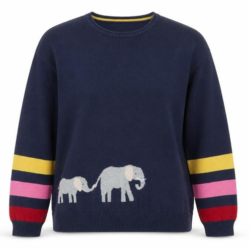 Frugi Women’s Navy Organic Cotton Elephant Jumper Size 10