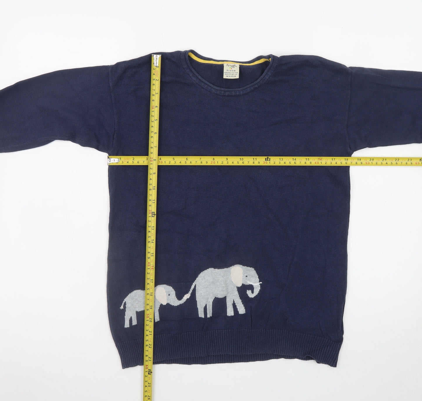 Frugi Women’s Navy Organic Cotton Elephant Jumper Size 10