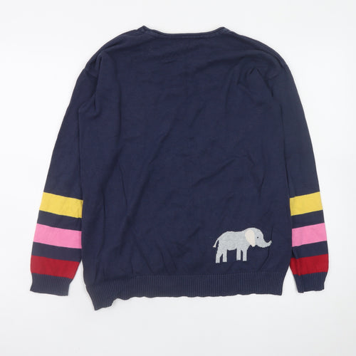 Frugi Women’s Navy Organic Cotton Elephant Jumper Size 10