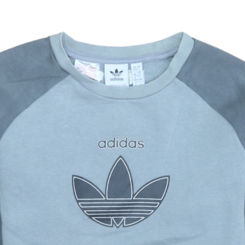 adidas Boys Grey Colourblock Pullover Sweatshirt 13-14 Years