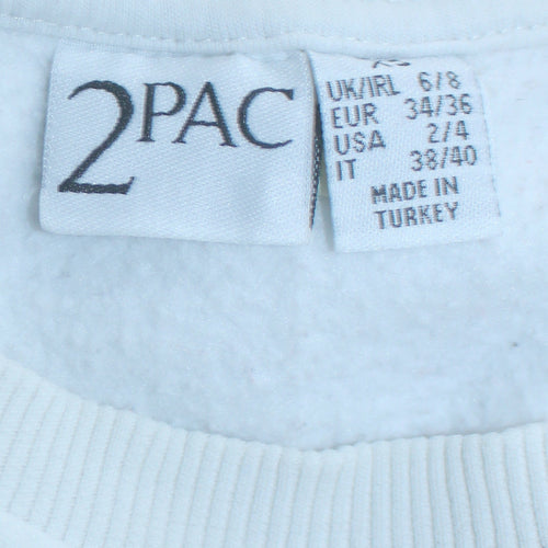 2Pac Women’s White Graphic Pullover Sweatshirt Size 6/8