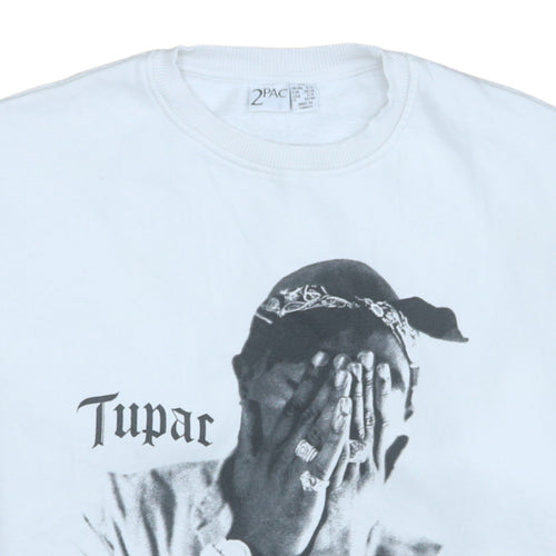 2Pac Women’s White Graphic Pullover Sweatshirt Size 6/8