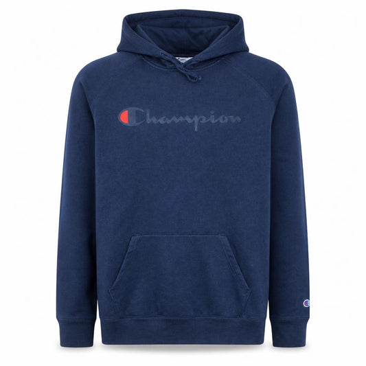 Front view of Champion Men's Blue XL Pullover Hoodie Fleece Sweatshirt