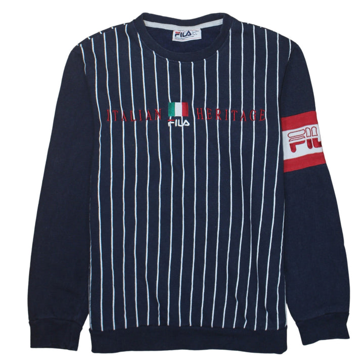 FILA Men's Blue Striped Italian Heritage Sweatshirt Size S