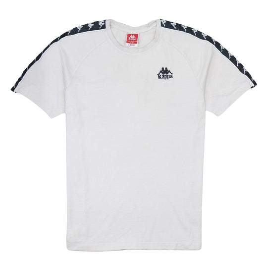 Kappa Men's White Short Sleeve Logo Tape Crew Neck T-Shirt Large