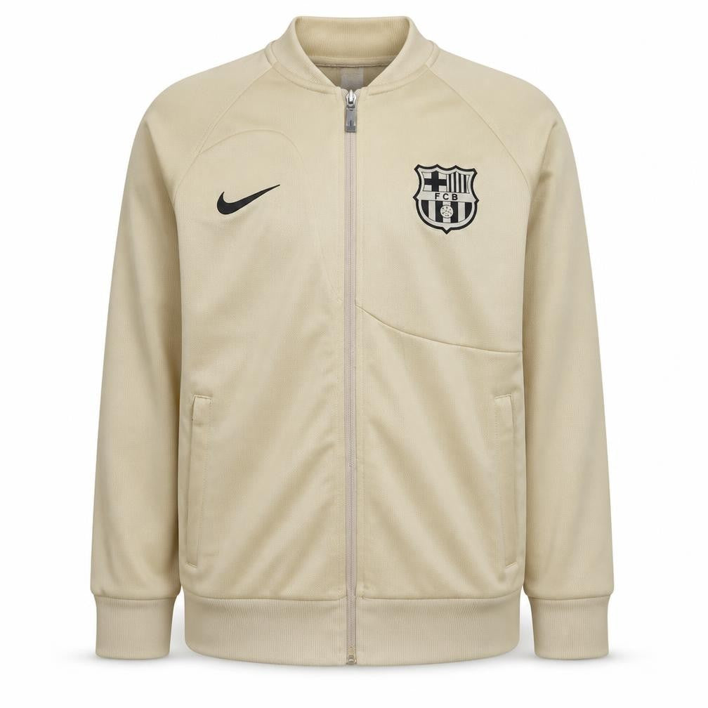 Front view of Nike boys’ beige full zip barcelona sweatshirt, size 14, years