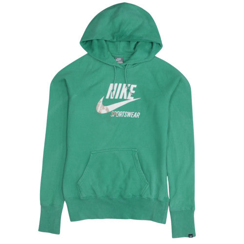 Nike Womens Green Pullover Hoodie UK 12/14 Sportswear Logo Sweatshirt