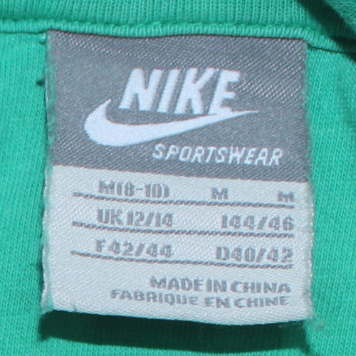 Nike Womens Green Pullover Hoodie UK 12/14 Sportswear Logo Sweatshirt