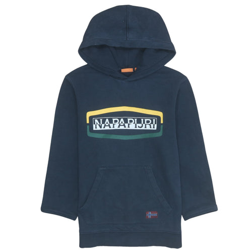 Napapijri Blue Logo Pullover Hoodie Teens S Fleece Cotton