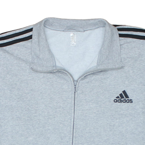 Adidas Mens Grey Full Zip Sweatshirt Size L Sports Style