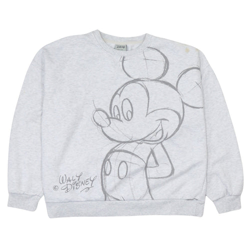 Disney Women Grey Mickey Mouse Graphic Pullover Sweatshirt L 14/16
