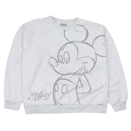 Disney Women Grey Mickey Mouse Graphic Pullover Sweatshirt L 14/16