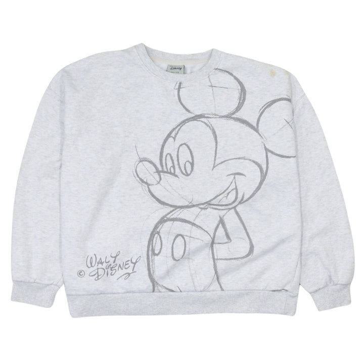 Disney Women Grey Mickey Mouse Graphic Pullover Sweatshirt L 14/16