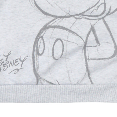 Disney Women Grey Mickey Mouse Graphic Pullover Sweatshirt L 14/16