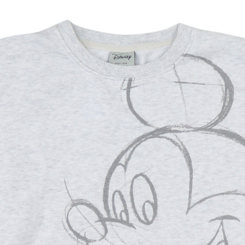 Disney Women Grey Mickey Mouse Graphic Pullover Sweatshirt L 14/16