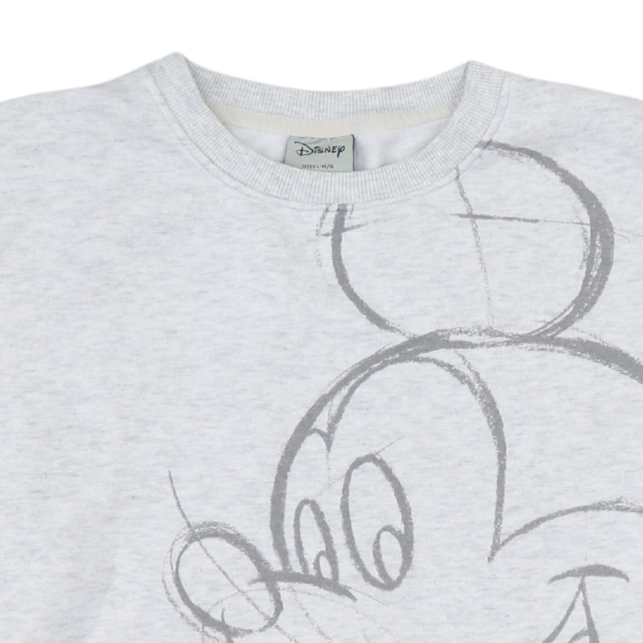 Disney Women Grey Mickey Mouse Graphic Pullover Sweatshirt L 14/16