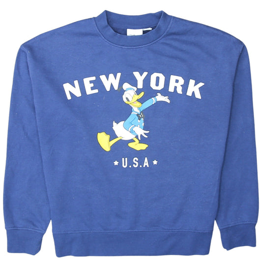 Disney Primark Women Blue Donald Duck New York Sweatshirt Size S