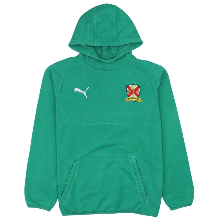 Puma Boys Green Pullover Hoodie XL 16 Years Fide Et Labore Crest Sweatshirt
