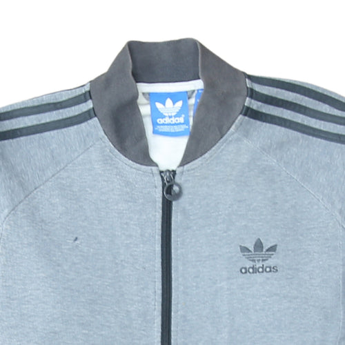 Adidas Men's Grey Full Zip Sweatshirt Small Classic Logo Track Style