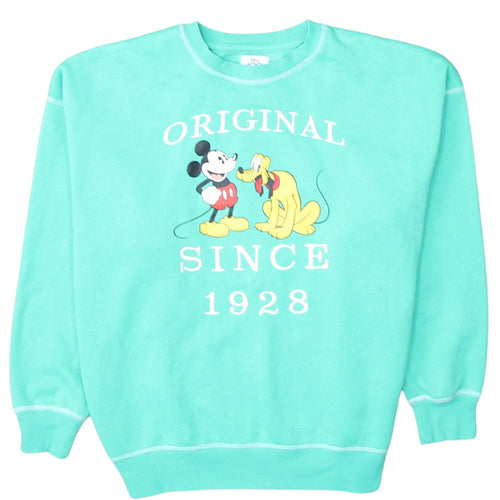 Disney x Primark Womens XS Green Mickey Pluto Graphic Sweatshirt