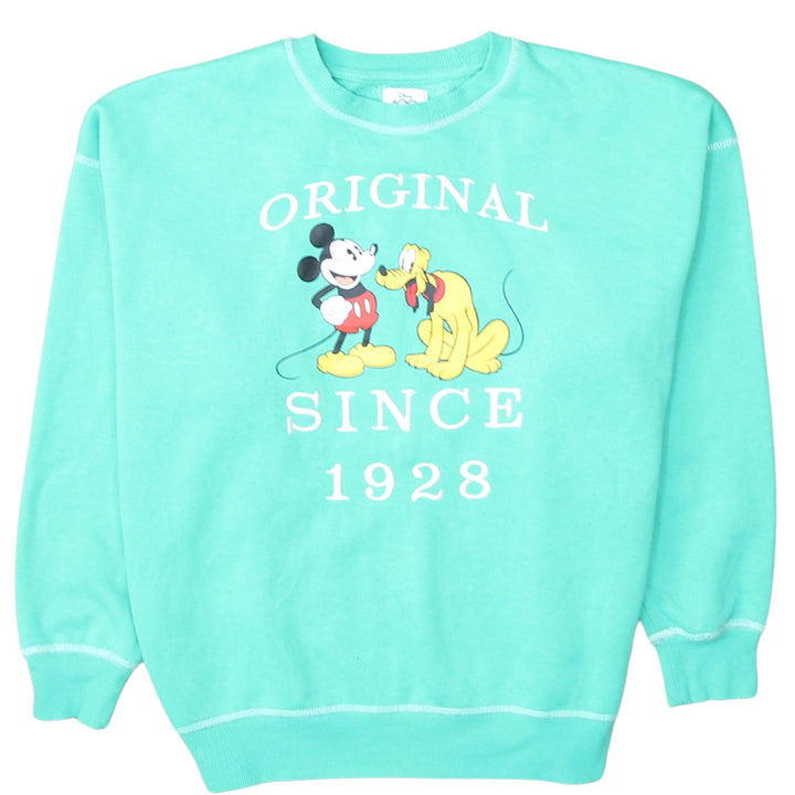 Disney x Primark Womens XS Green Mickey Pluto Graphic Sweatshirt