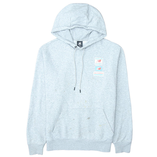 New Balance Mens Grey Pullover Hoodie M Graphic Athletic Style