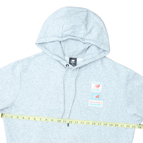 New Balance Mens Grey Pullover Hoodie M Graphic Athletic Style
