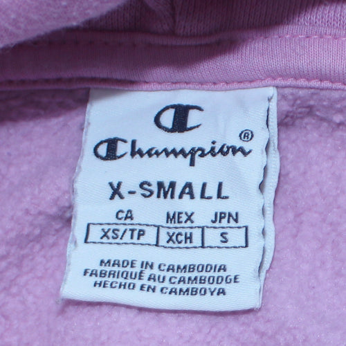 Champion Women's Pink XS Pullover Hoodie with Logo Detail