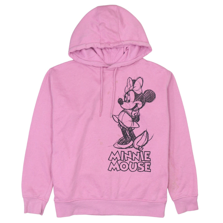 Disney Womens Pink Minnie Mouse Pullover Hoodie Size 10 Casual