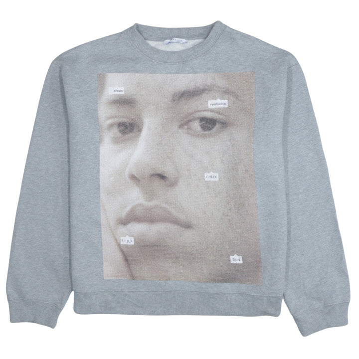 Zara Woman Grey Graphic Face Print Sweatshirt Size M