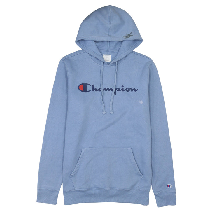 Champion Men's Blue Pullover Hoodie M Fleece Logo Sportswear