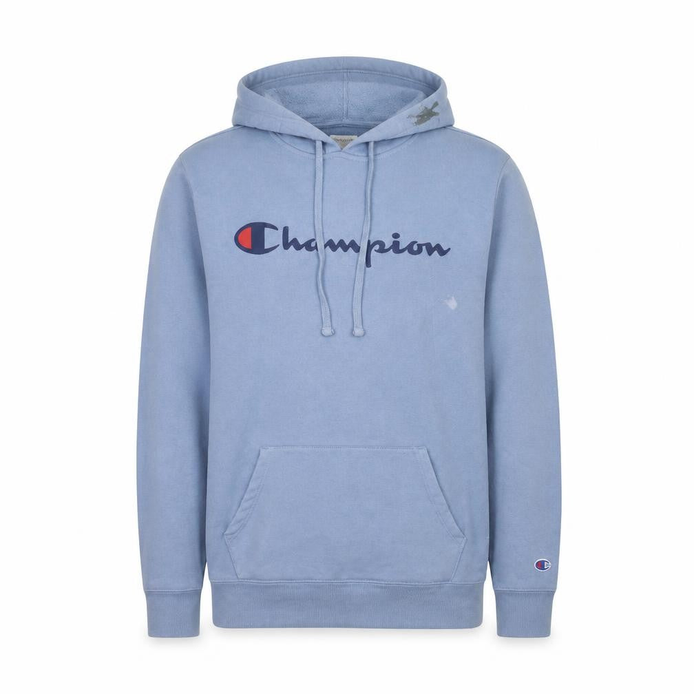 Champion Men's Blue Pullover Hoodie M Fleece Logo Sportswear