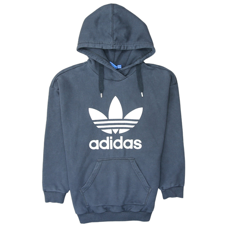 Adidas Women Navy Blue Pullover Hoodie Size 10 Hooded Logo Sweatshirt