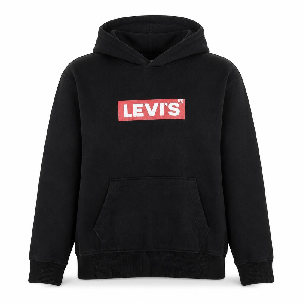 Front view of Levi's Men's Black Pullover Hoodie M Relaxed Fit Graphic Fleece