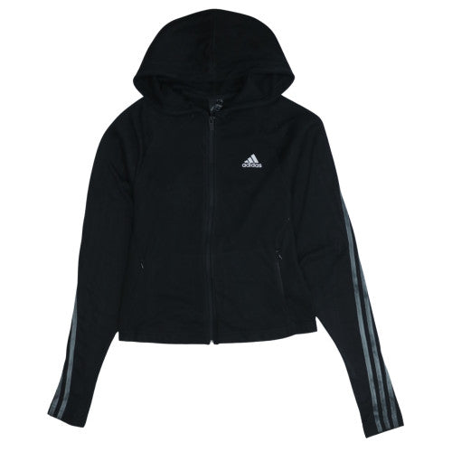 Adidas Womens Black Full Zip Hoodie Size 8-10 Fleece Lined Sportswear