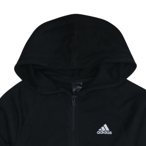 Adidas Womens Black Full Zip Hoodie Size 8-10 Fleece Lined Sportswear