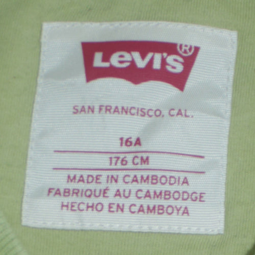 Levi's Boys Green Crew Neck Pullover Sweatshirt 16 Years Regular Fit