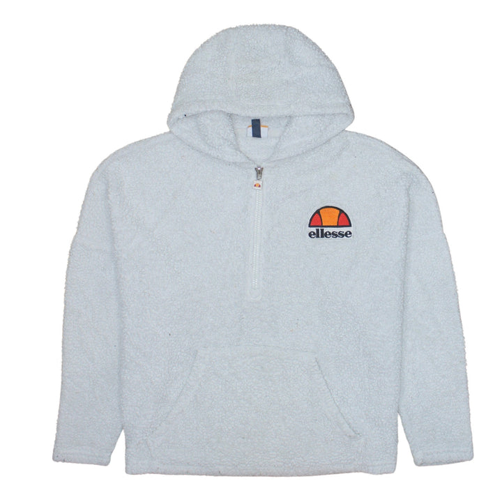 Ellesse Women’s White 1/4 Zip Hooded Pullover Sweatshirt UK 10