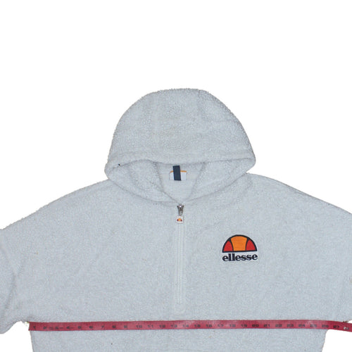Ellesse Women’s White 1/4 Zip Hooded Pullover Sweatshirt UK 10