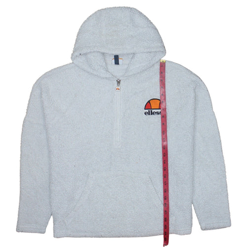 Ellesse Women’s White 1/4 Zip Hooded Pullover Sweatshirt UK 10