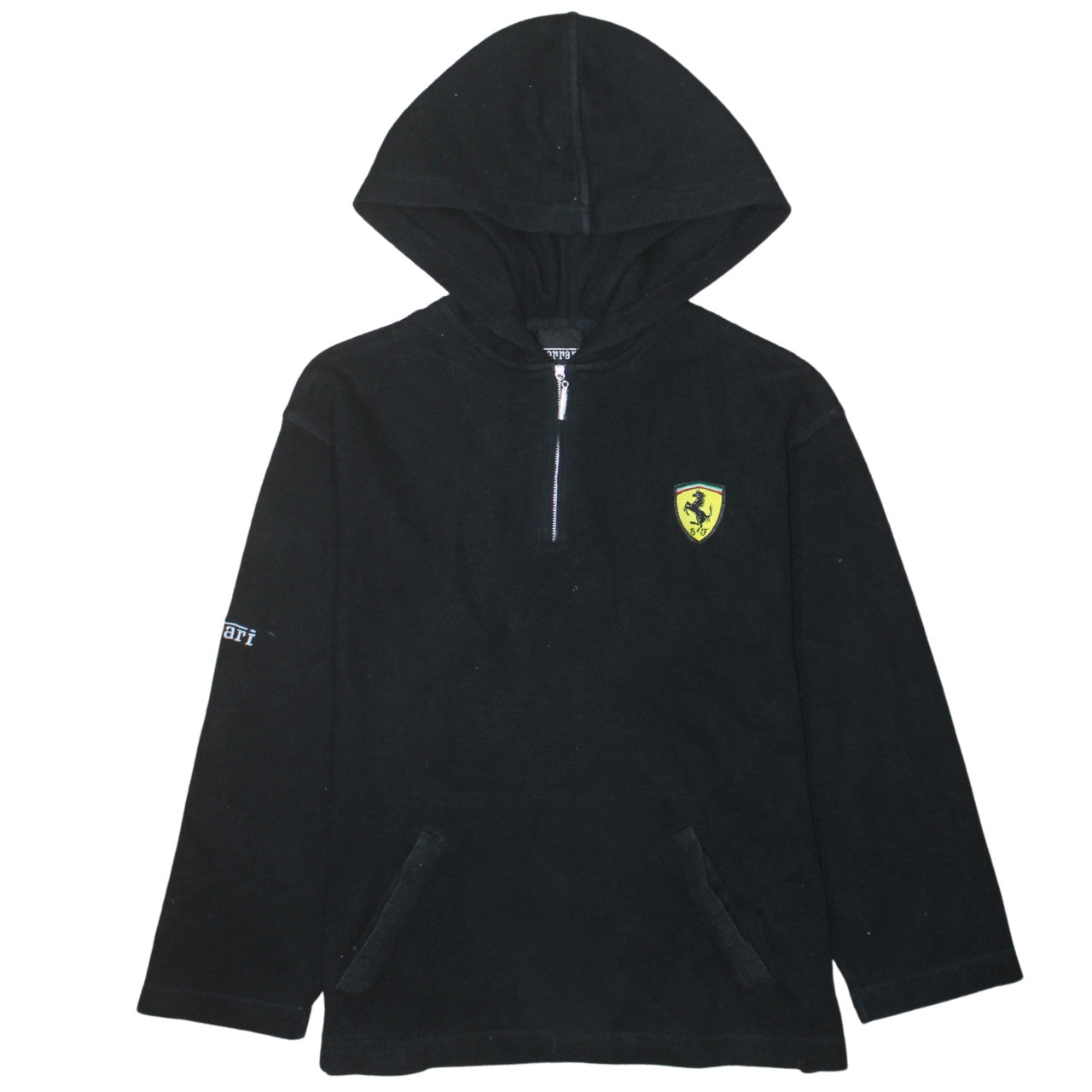 Ferrari Men's Black Fleece 1/2 Zip Hoodie Size S Racing Logo