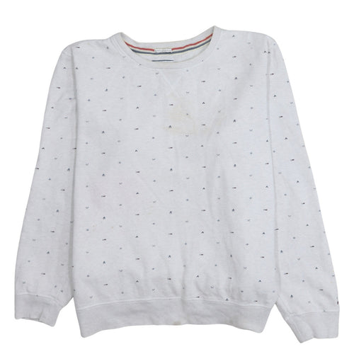 Hilfiger Denim Mens White XL Pullover Sweatshirt Classic Crew Neck