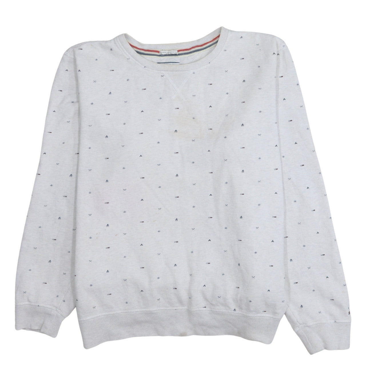 Hilfiger Denim Mens White XL Pullover Sweatshirt Classic Crew Neck