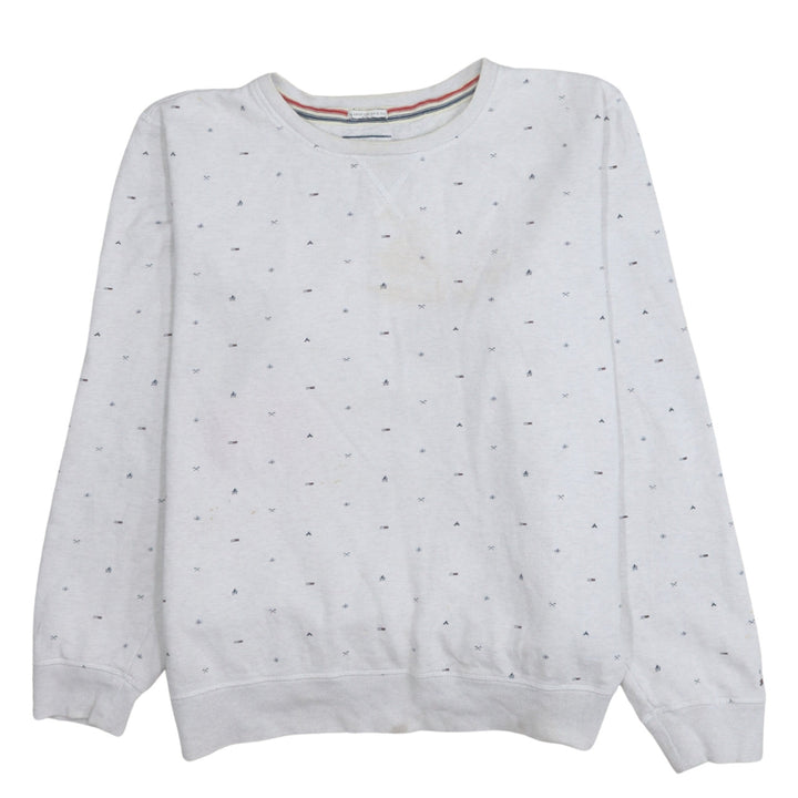 Hilfiger Denim Mens White XL Pullover Sweatshirt Classic Crew Neck