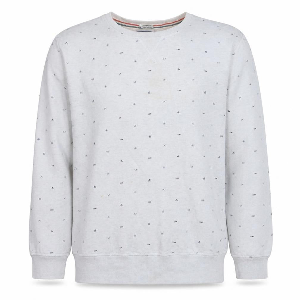 Front view of Hilfiger Denim men’s white xl pullover sweatshirt classic crew neck